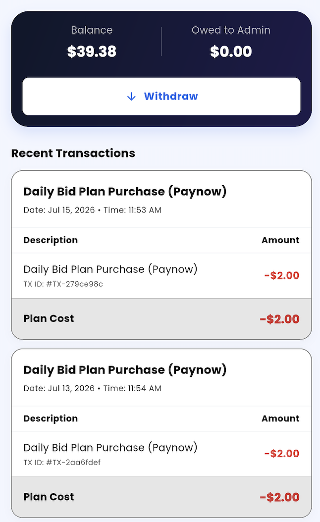 Gadzira mobile app commission wallet interface